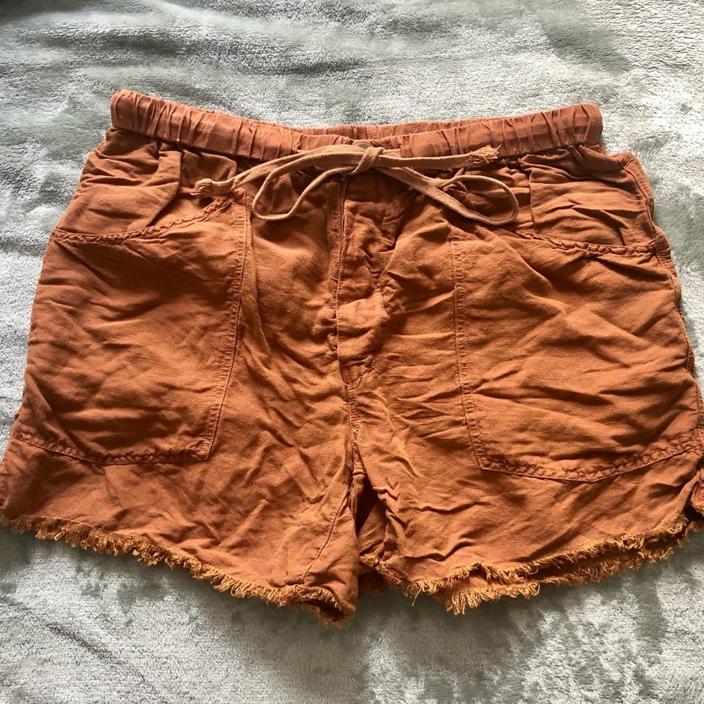 Free People Distressed Linen Shorts